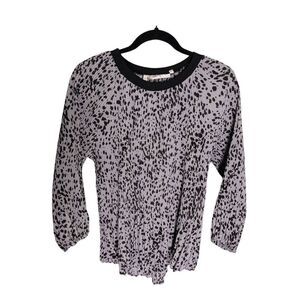 Available by Angela Fashion Animal‎ Print Blouse Beige Black Long Sleeve Women's
